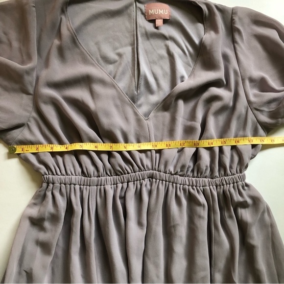 Show Me Your Mumu Emily Empire Sz 1X Dove Gray Flutter Sleeve Chiffon Bridesmaid - Picture 5 of 7